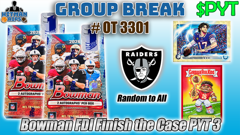 Group Break # OT 3301 - Bowman FDI Finish the Case PYT 3 (Raiders Random)