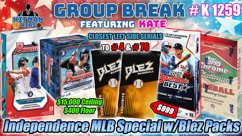 Group Break # K 1259 - Independence MLB Special w/Blez Packs