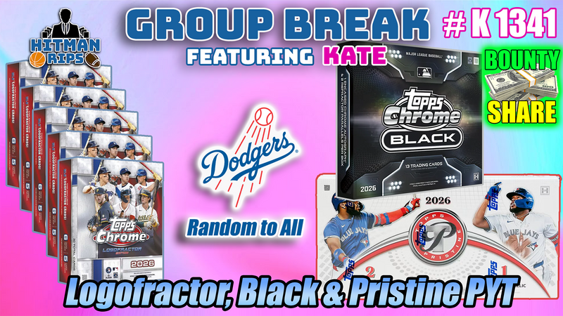 Group Break # K 1341 - Logofractor, Black, Pristine PYT (Dodgers Random)