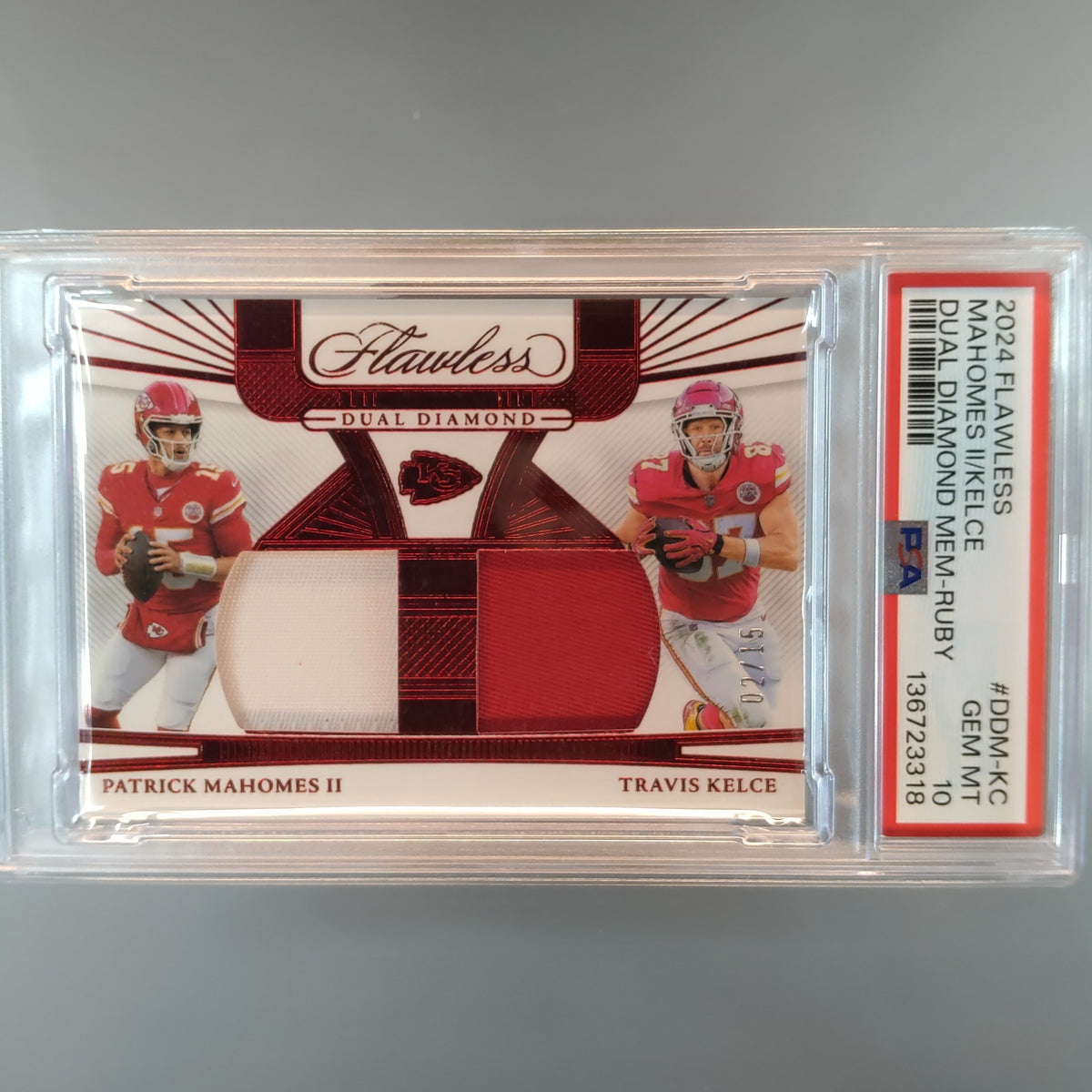 2024 Flawless Mahomes / Kelce Dual Diamond Mem Ruby /15 PSA 10 136723318