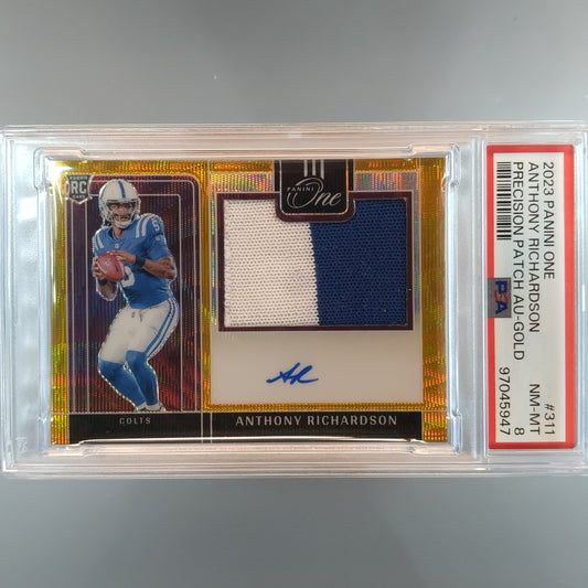2023 Panini One Anthony Richardson Precision Patch Auto Gold PSA 8 97045947