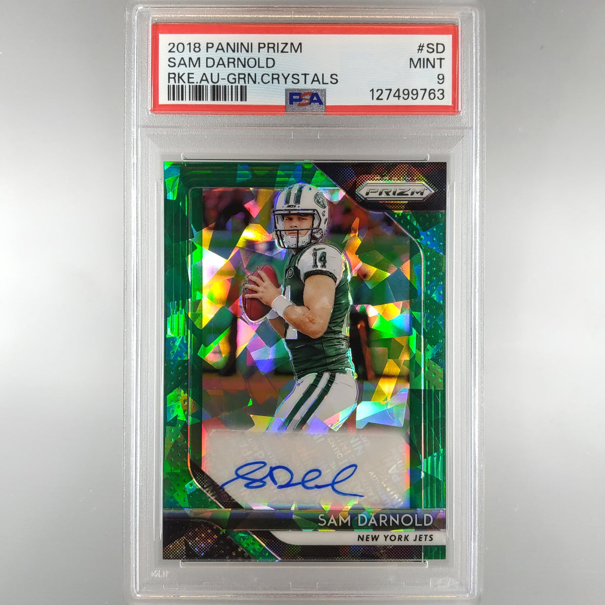 2018 Prizm Sam Darnold Green Crystals Auto 30/49 PSA 9 127499763