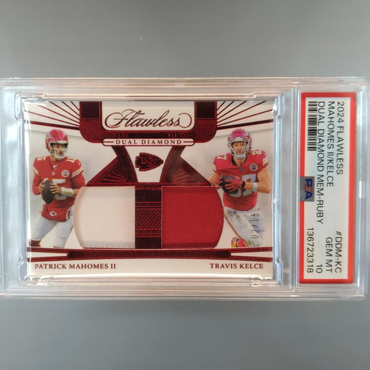 2024 Flawless Mahomes / Kelce Dual Diamond Mem Ruby /15 PSA 10 136723318