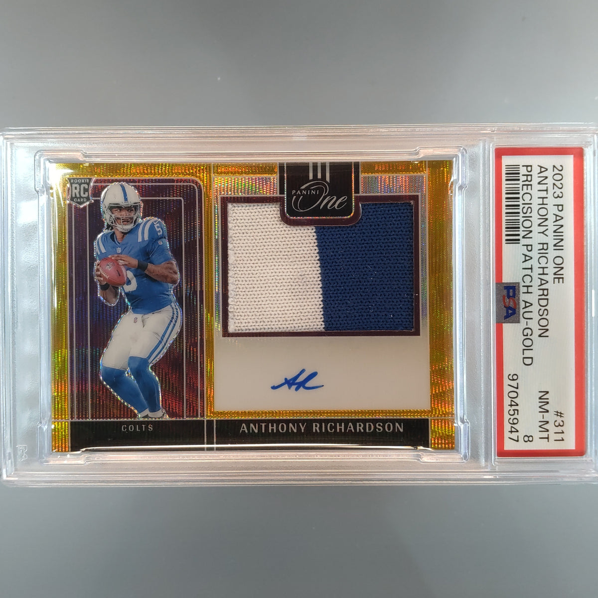 2023 Panini One Anthony Richardson Precision Patch Auto Gold PSA 8 97045947