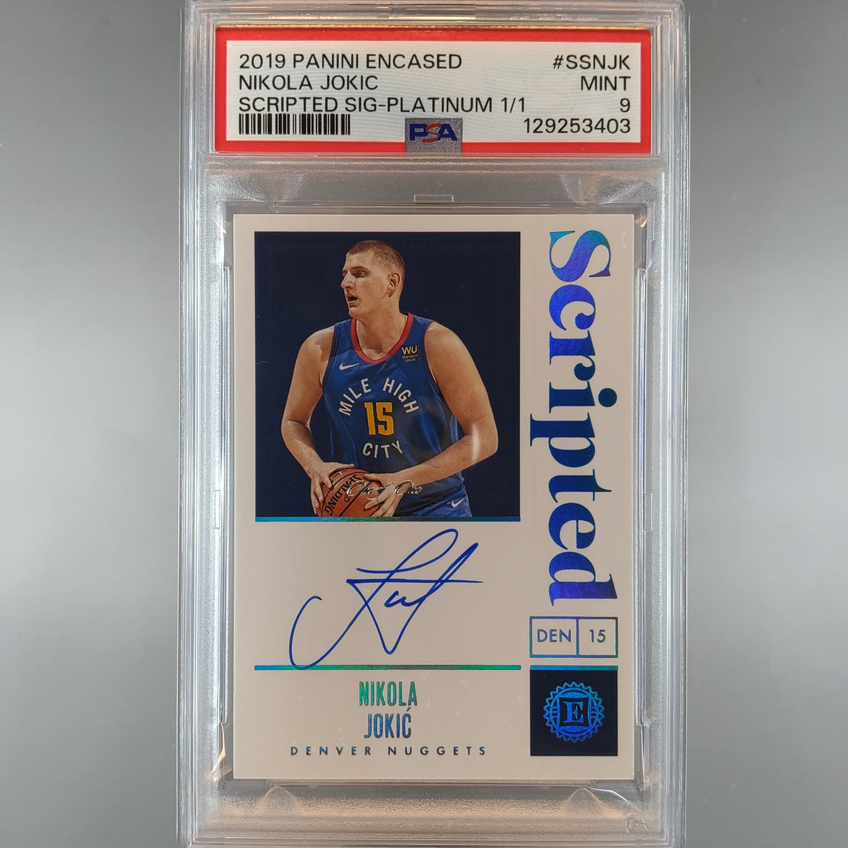 2019 Panini Encased Nikola Jokic Scripted Signature 1/1 Auto PSA 9 129253403