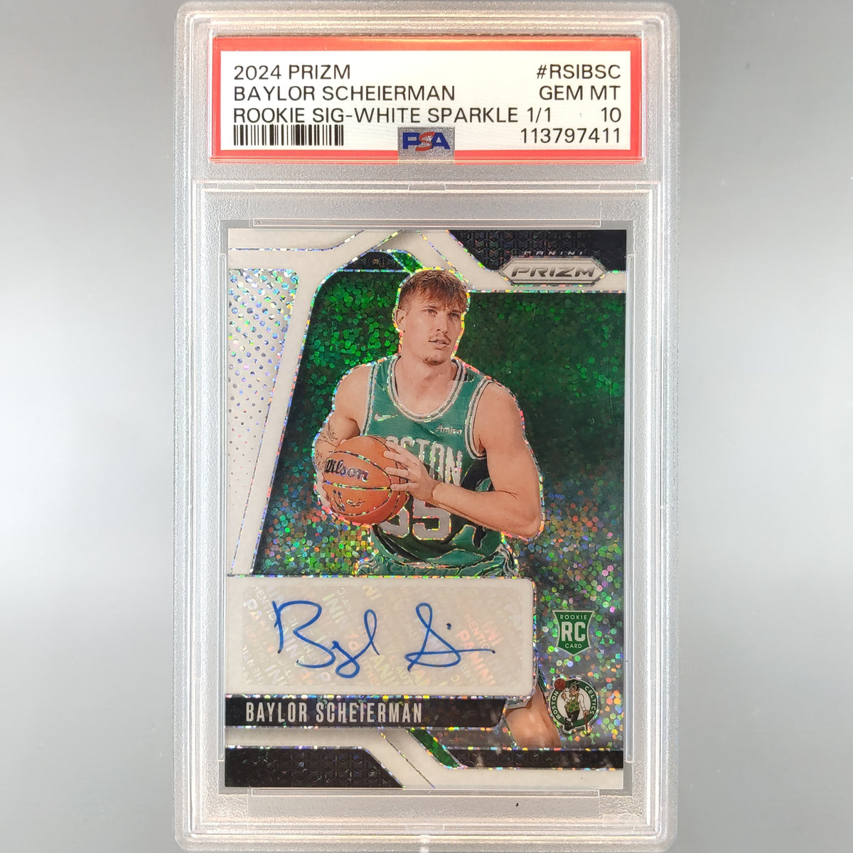 2024 Prizm Baylor Scheierman Rookie Signatures White Sparkle Auto 1/1 PSA 10 113797411