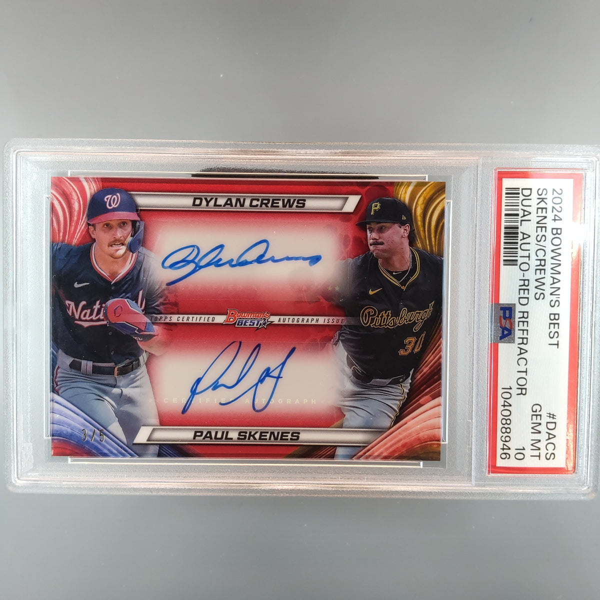 2024 Bowman's Best Skenes / Crews Dual Auto Red 3/5 PSA 10 104088946