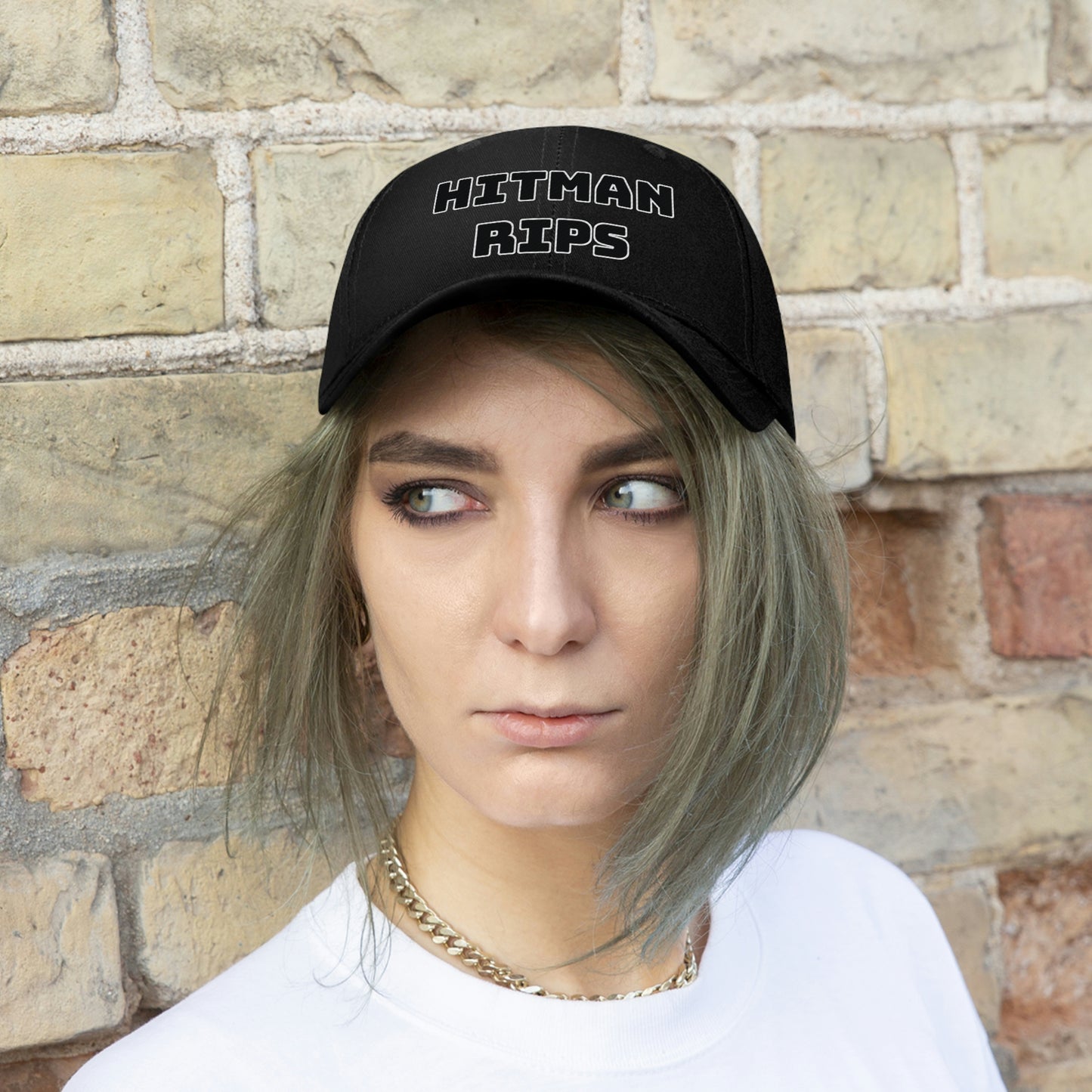 Hitman Rips Twill Hat White Border
